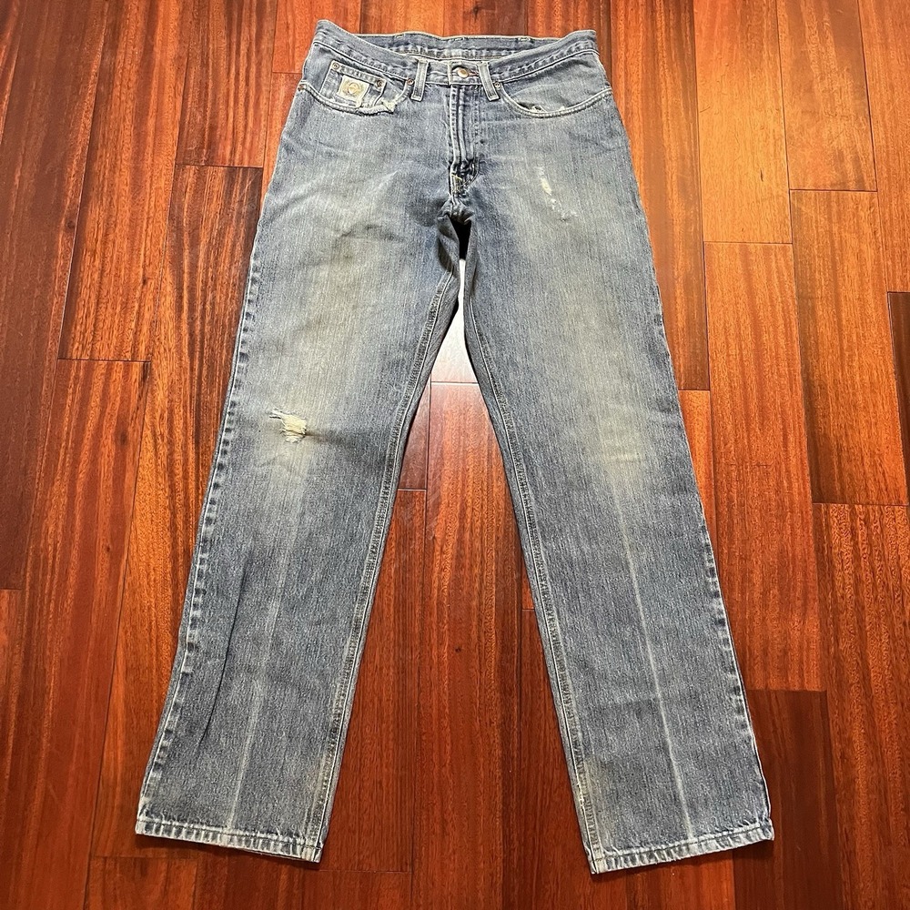 Cinch Jeans Mens 32x34 Blue Medium Wash Distressed Grunge Workwear MB92834013